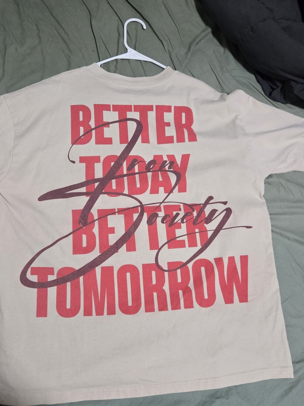 Iron Society Better Today Better Tomorrow Oversized Graphic T-Shirt XL Cream